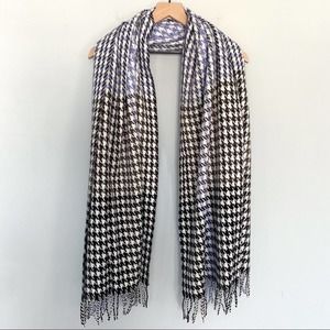 Houndstooth Lilac, Black and Grey Long Scarf